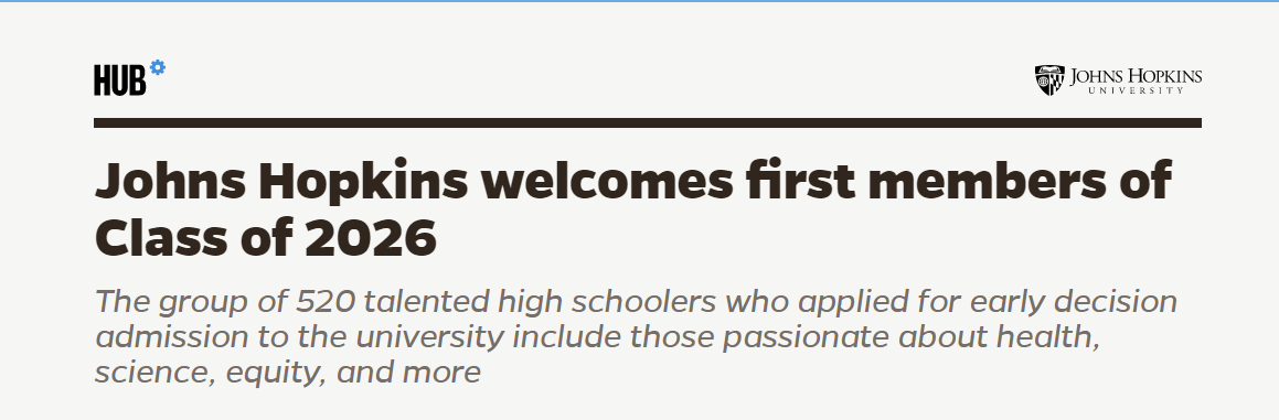 ED捷报!全球仅录取520人!约翰霍普金斯大学offer+1!(图1) ED捷报!全球仅录取520人!约翰霍普金斯大学offer+1!(图1)