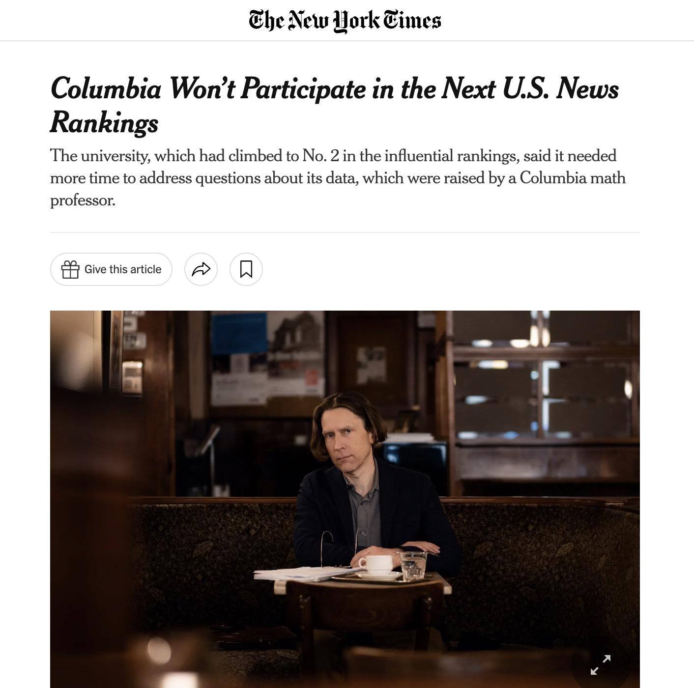 留学快讯!排名数据提交截止前一晚,哥伦比亚大学宣布:退出U.S. News 排名!(图1) 留学快讯!排名数据提交截止前一晚,哥伦比亚大学宣布:退出U.S. News 排名!(图1)