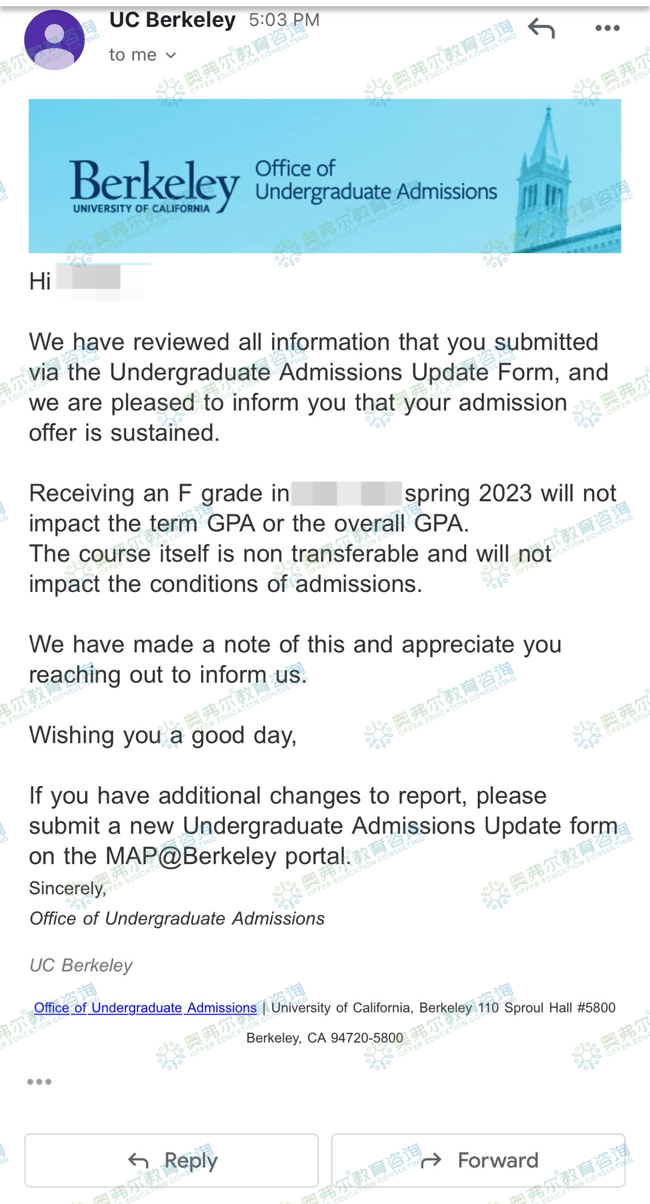 留学生申诉案例｜因为成绩单有一个F，UCB录取offer要被撤销了？(图4)